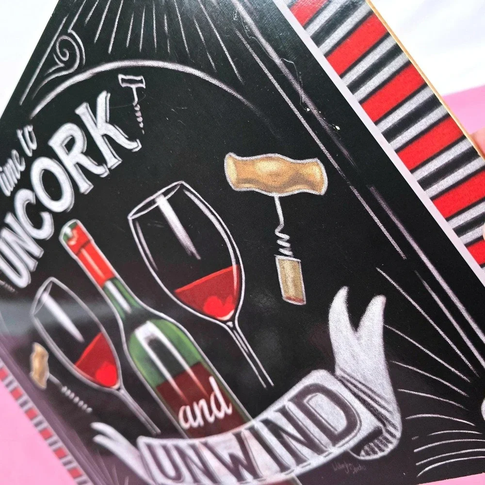 Wellington Studio Wine Placemats Set of 4 Cork Back Uncork and Unwind Chalkboard